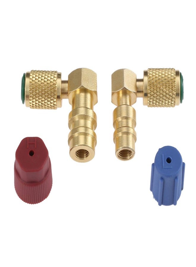 Aupoko R12 to R134 A High/Low AC Fitting Port Retrofit Conversion Adapter, Quick Coupler Valve A/C 90° Fitting, High and Low Side R-12 to R-134A Retrofit with 2PC Caps - Image 1